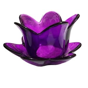 Vintage beautiful  dark violet purple lotus tea light holder by bright ideas